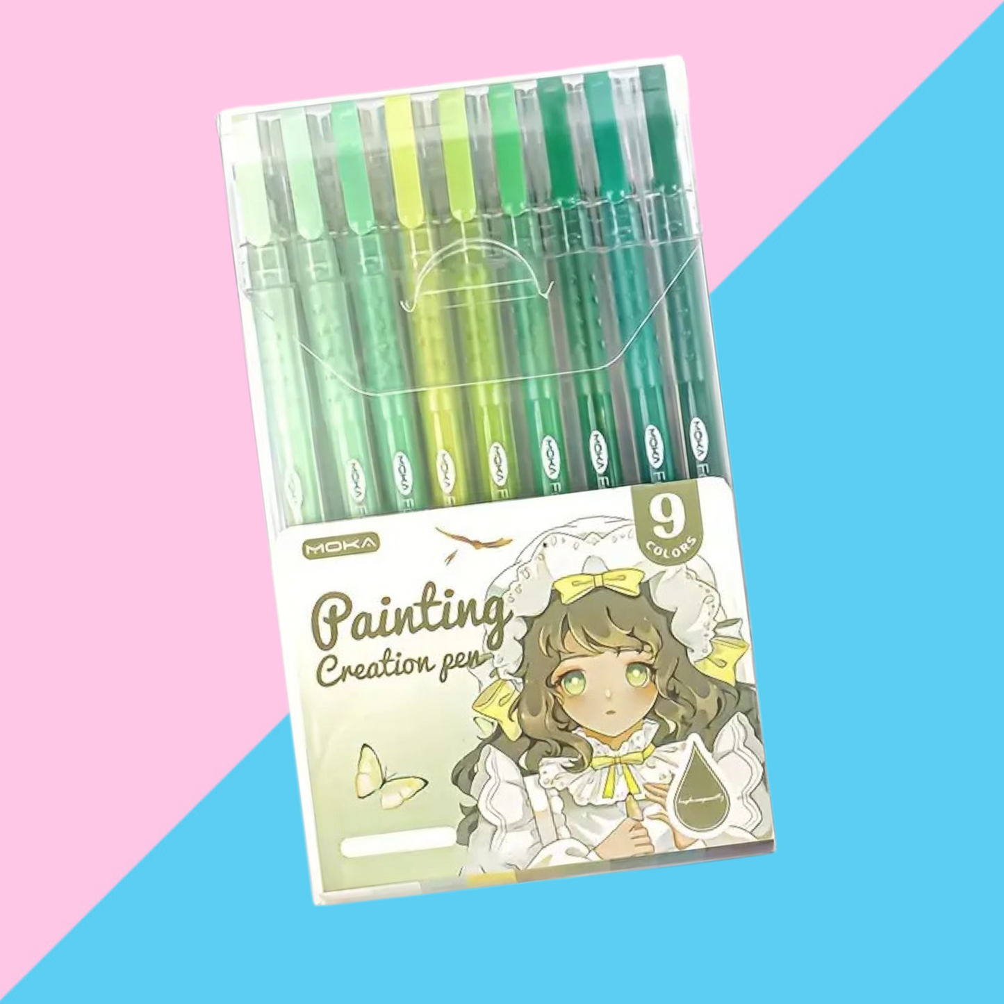 9-Pack Forest Green Gel Pens – Quick Drying, Rollerball, 0.5mm Tip