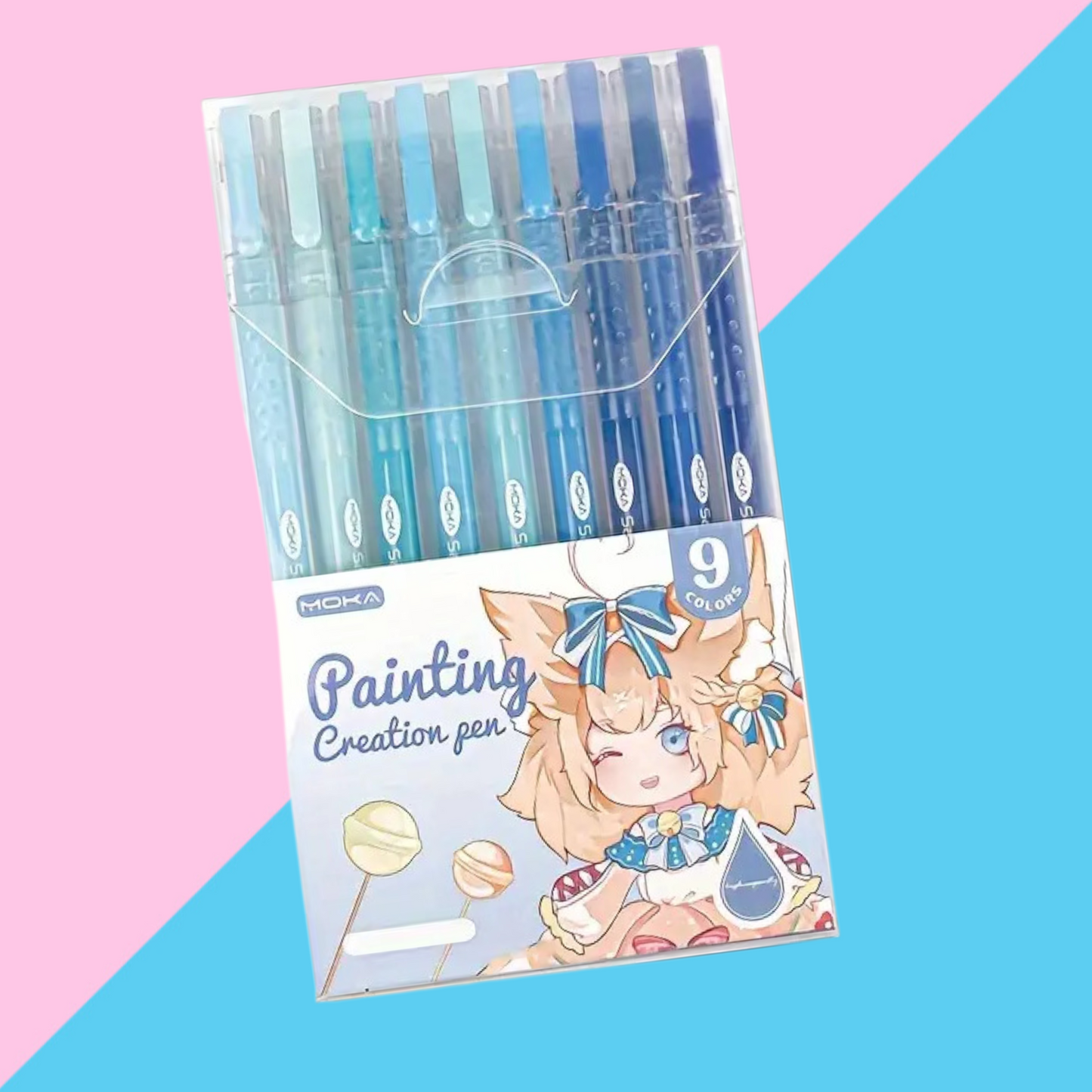 9-Pack Blue Night Gel Pens – Quick Drying, Rollerball, 0.5mm Tip