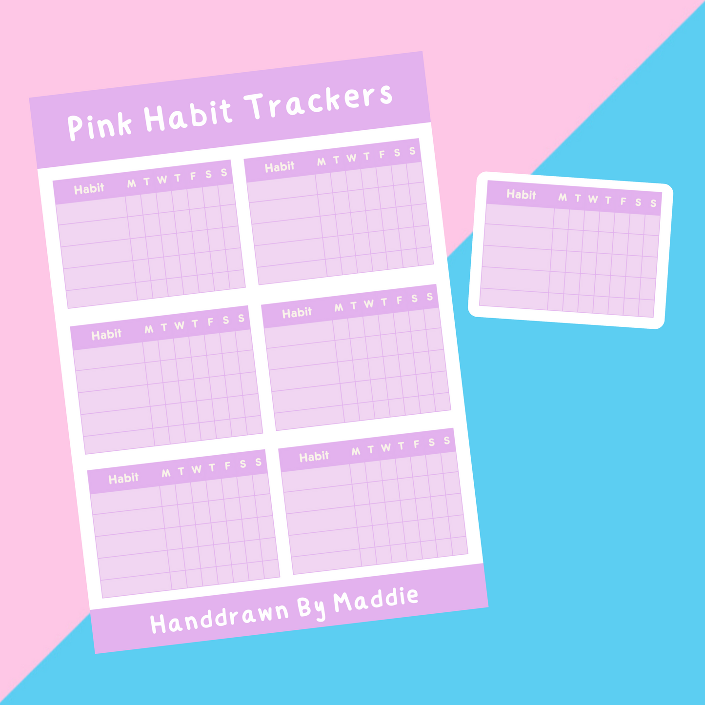 Pink Habit Tracker Sticker Sheet