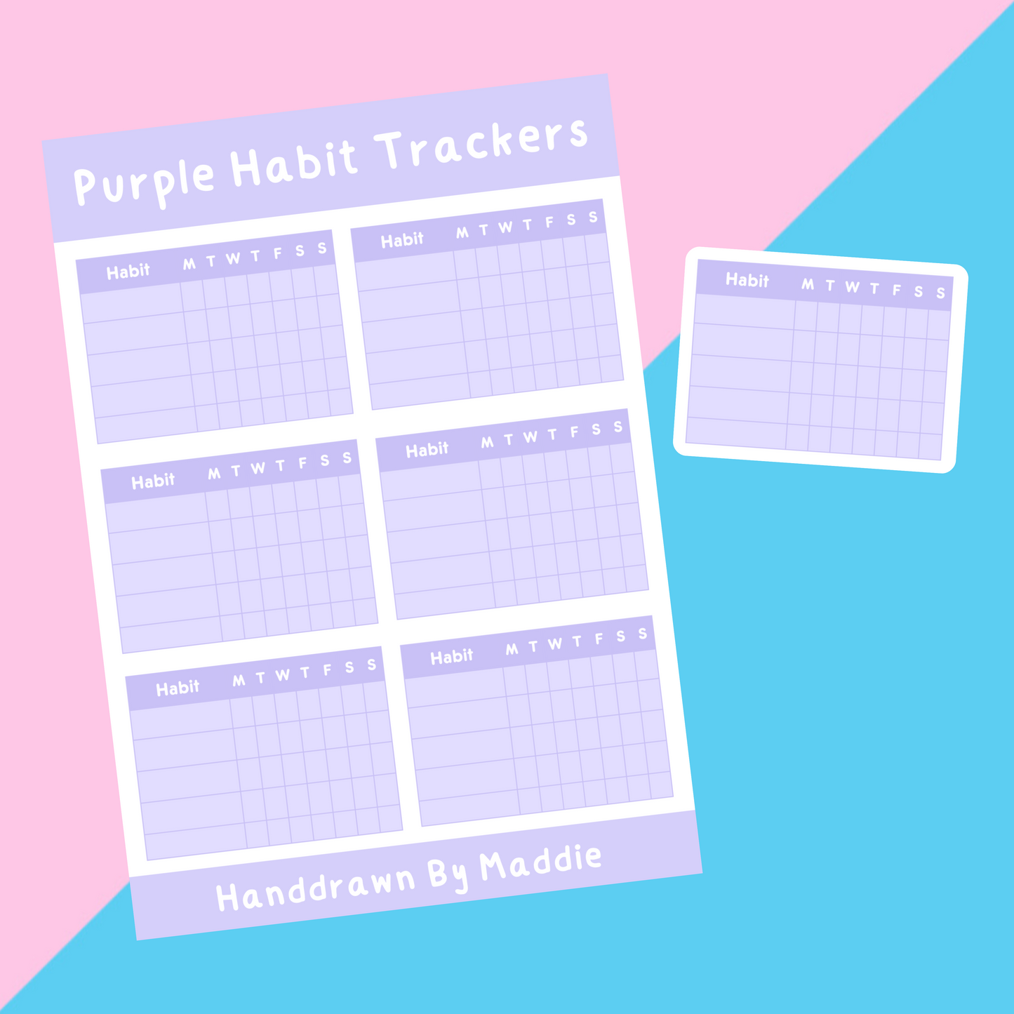 Purple Habit Tracker Sticker Sheet