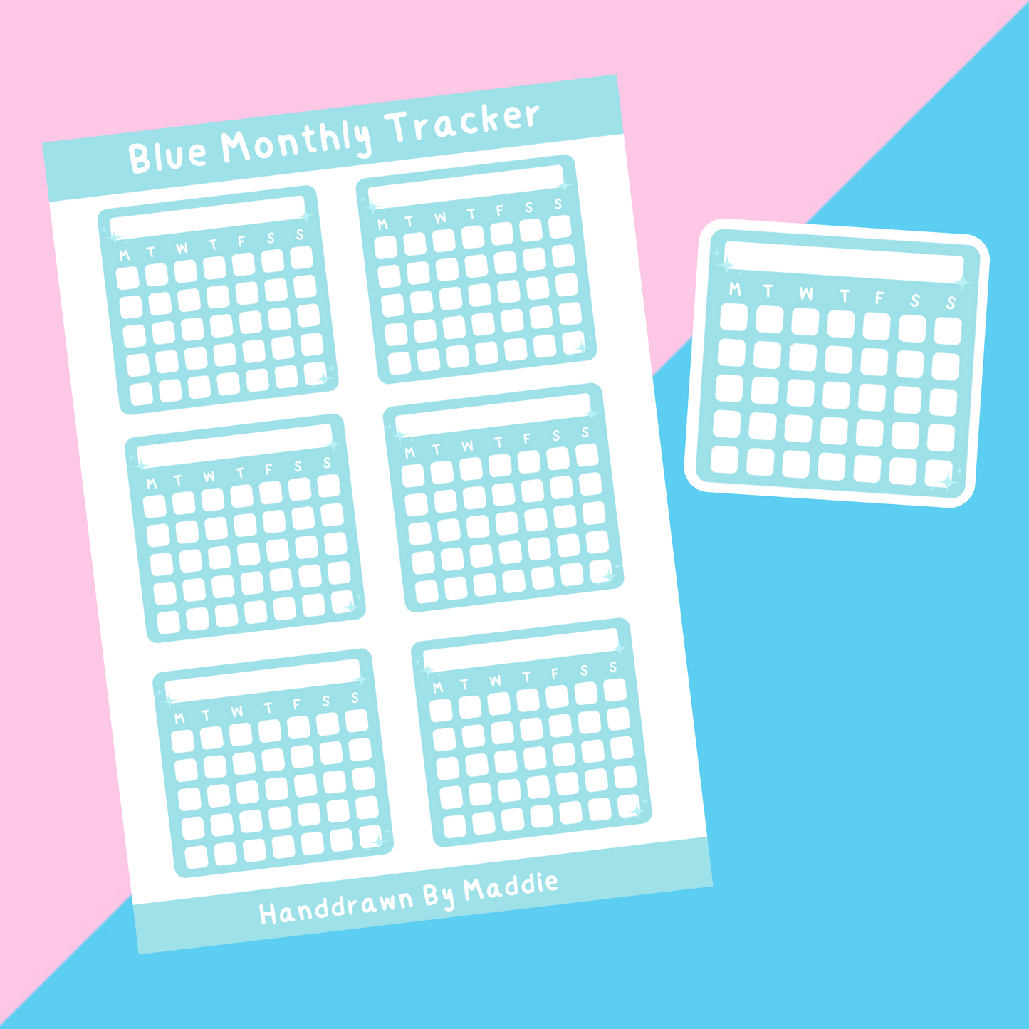Blue Monthly Trackers Box Stickers