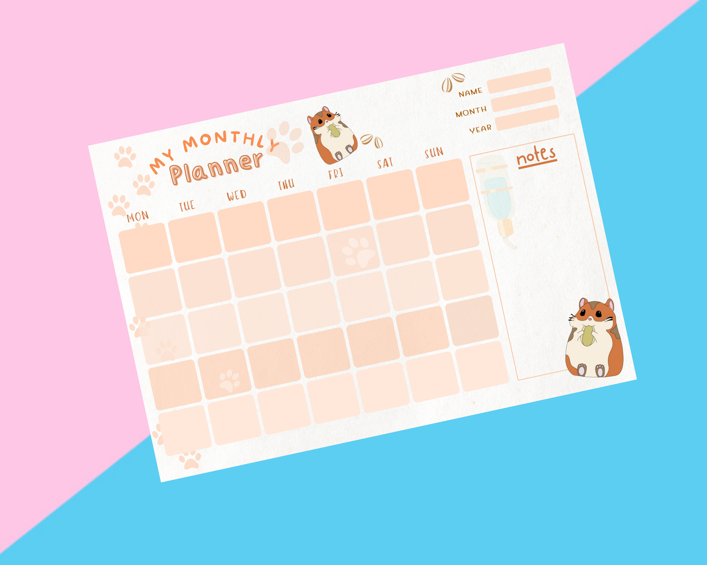 Hammie The Hamster Monthly A4 Notepad