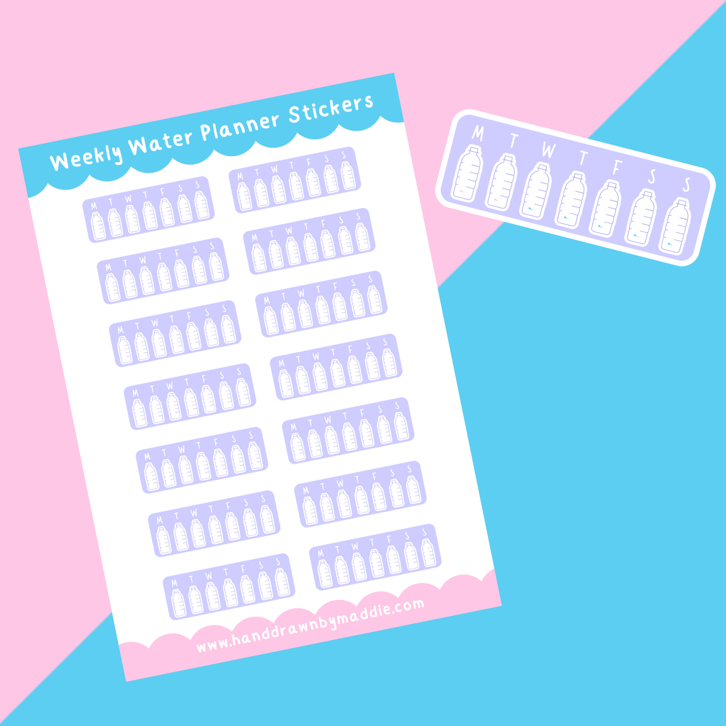 Purple Water Tracker Planner Stickers