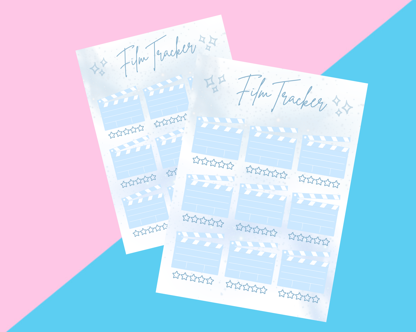 Blue Film Tracker Planner Inserts