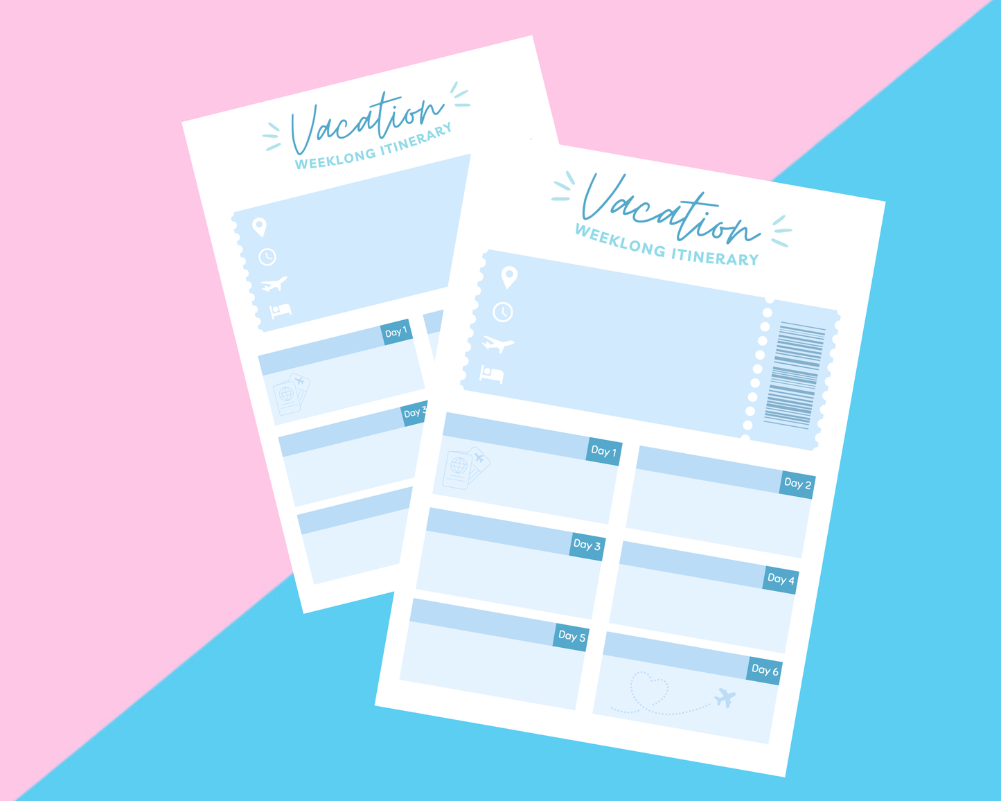 Blue Vacation Tracker Planner Inserts