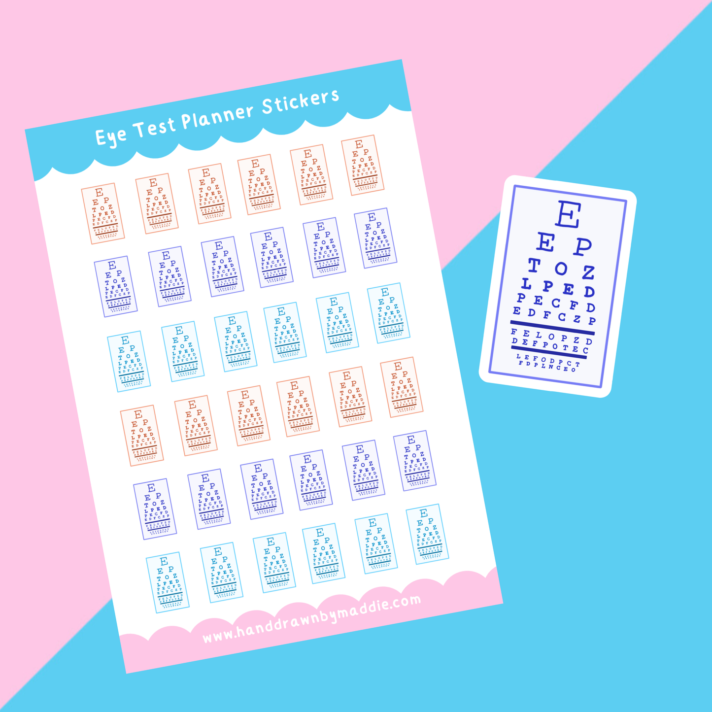 Rainbow Eye Test Planner Stickers