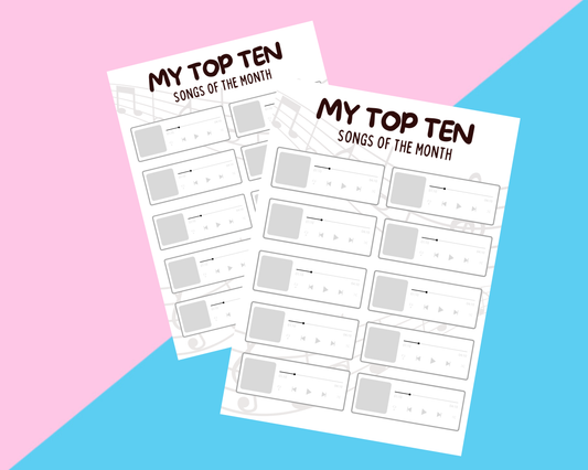 Grey Top Ten Music Planner Inserts