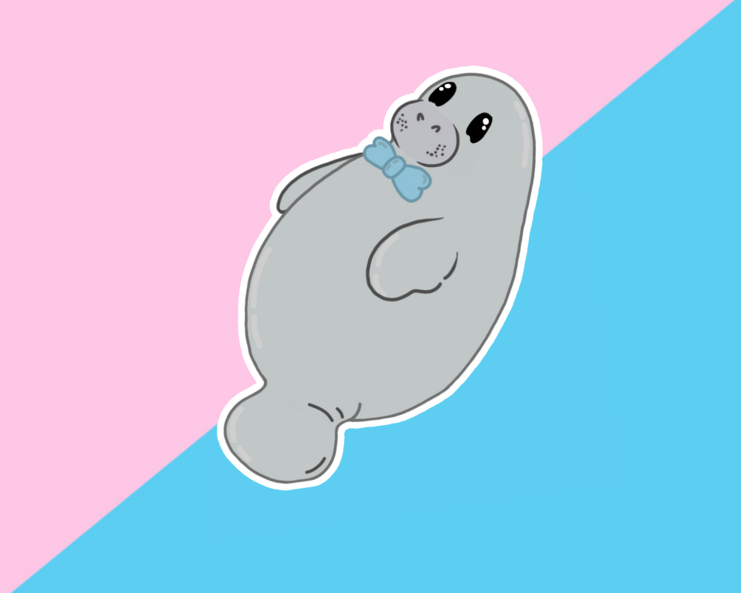 Bowtie Manatee Gloss Vinyl Sticker