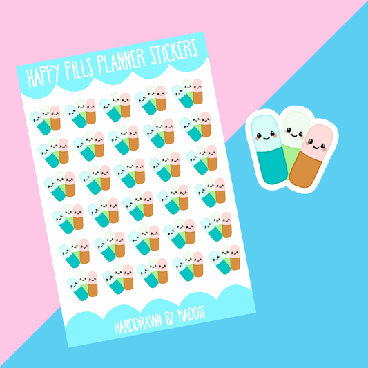 Cute Pill Planner Stickers