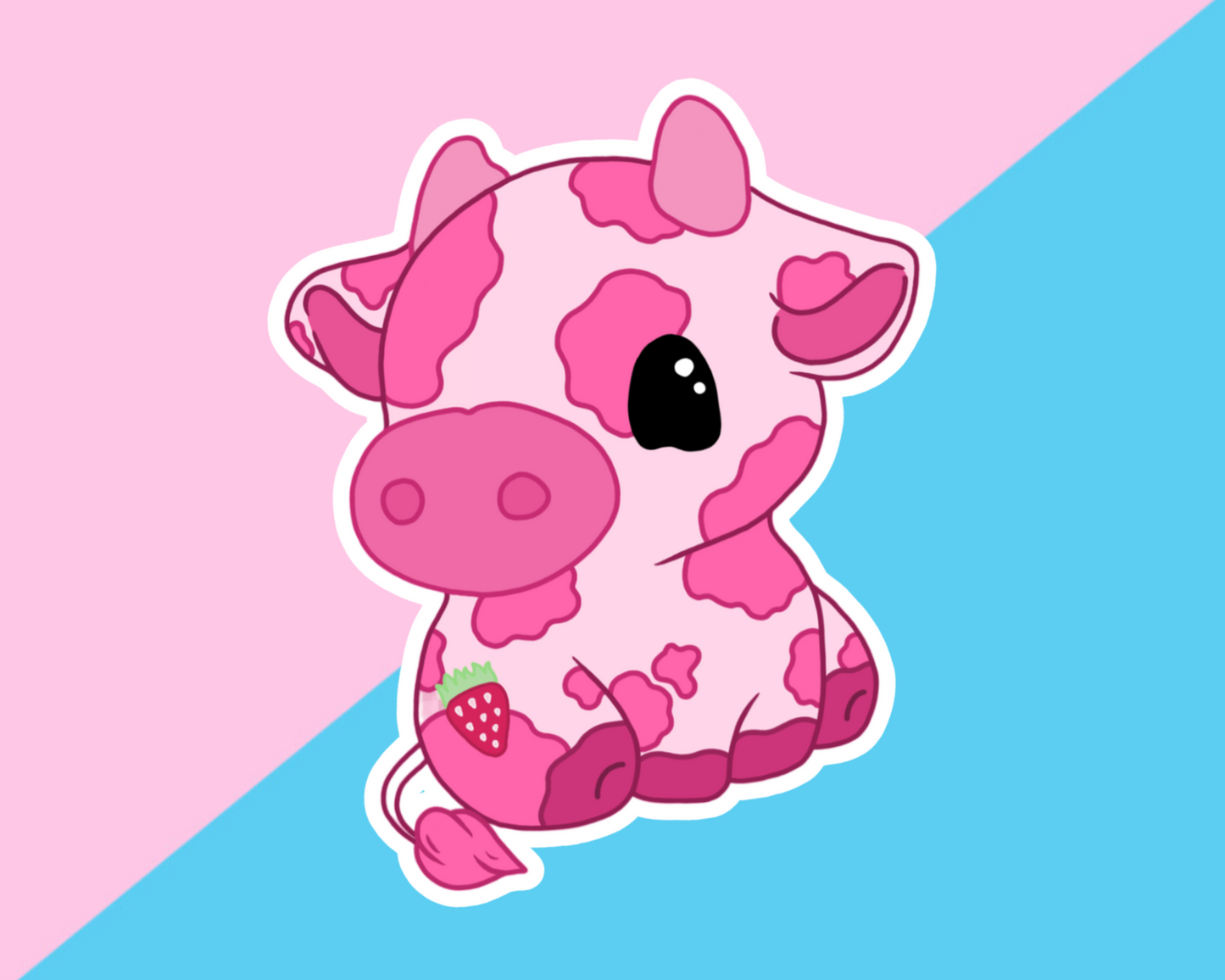 Strawberry Cow Gloss Vinyl Sticker