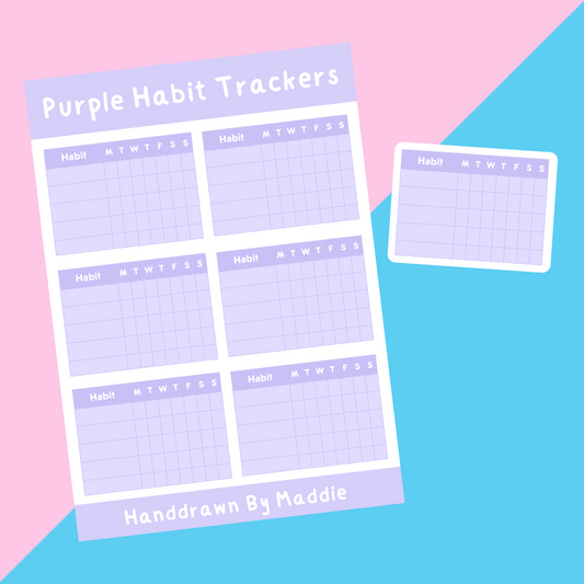 Purple Habit Tracker Sticker Sheet