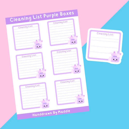 Cleaning List Purple Planning Stickers