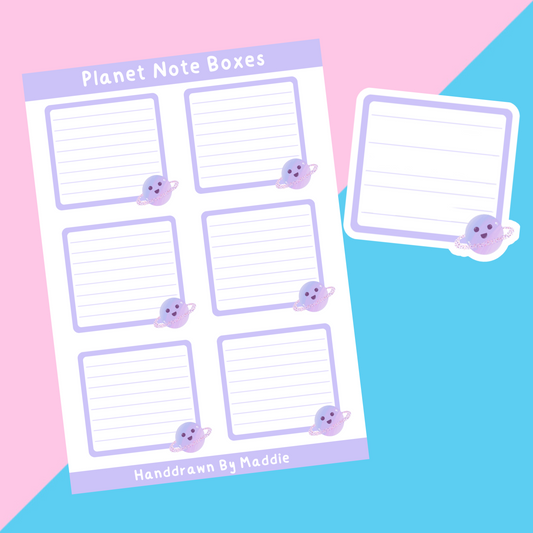 Purple Planet Note Box Sticker Sheet