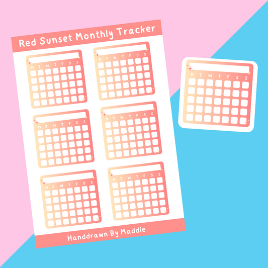 Red Sunset Monthly Tracker Stickers