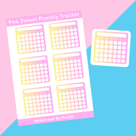 Pink Sunset Monthly Tracker Stickers