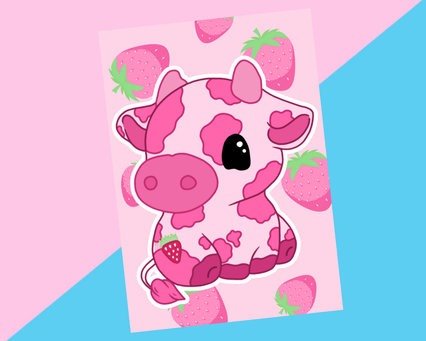 Strawberry Cow High Quality Gloss A4 Print