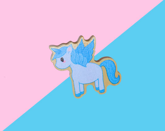 Blue Unicorn Wooden Pin