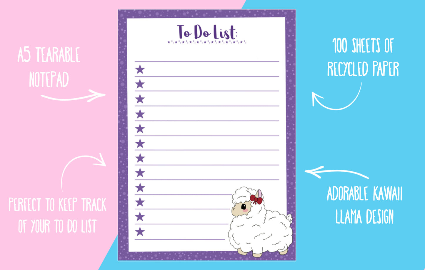 A5 Llama Themed To Do List Notepad