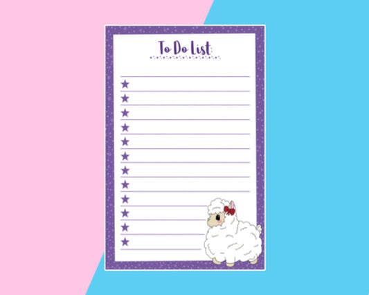 A5 Llama Themed To Do List Notepad