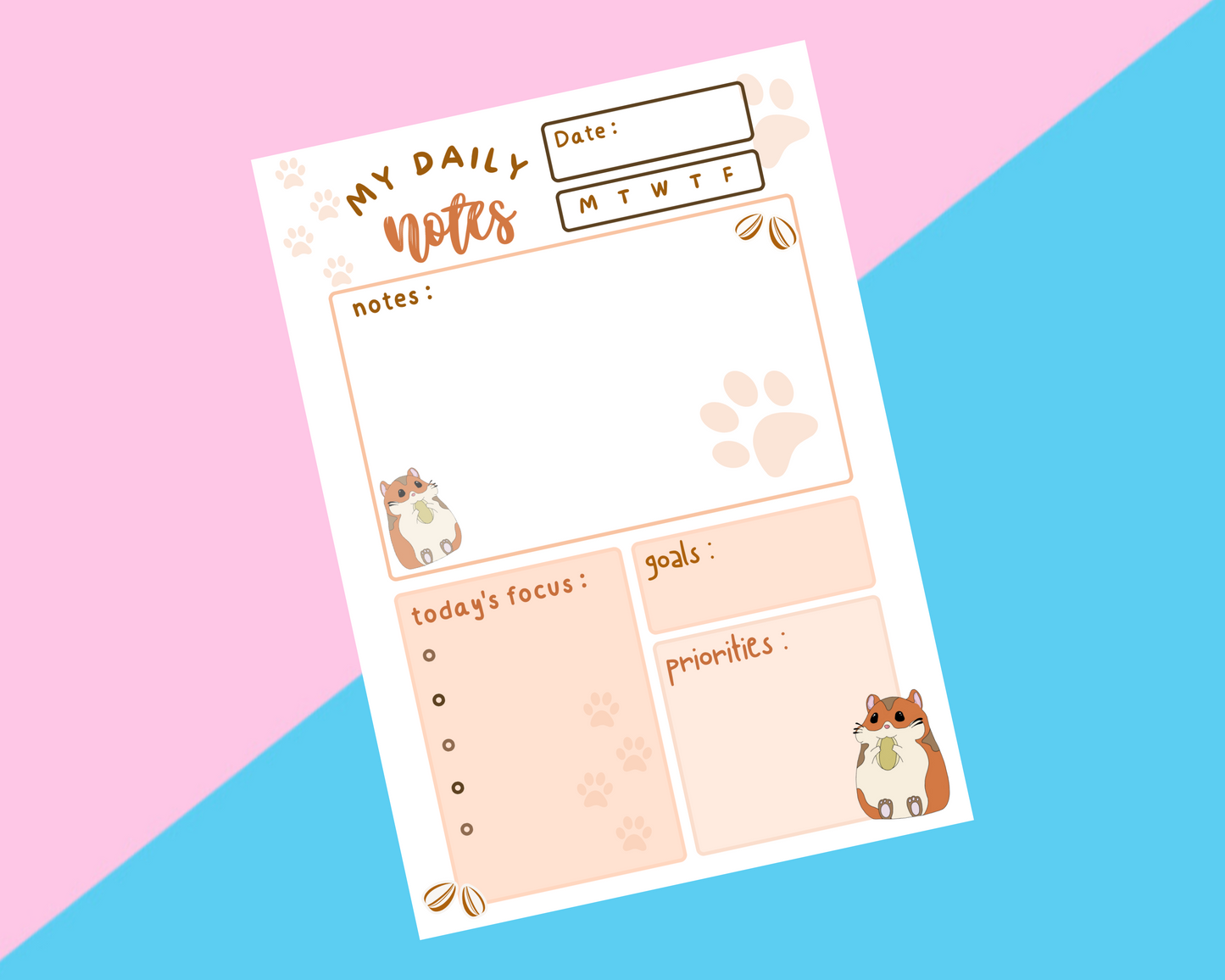 Hammie The Hamster A5 Weekly Planner Notepad