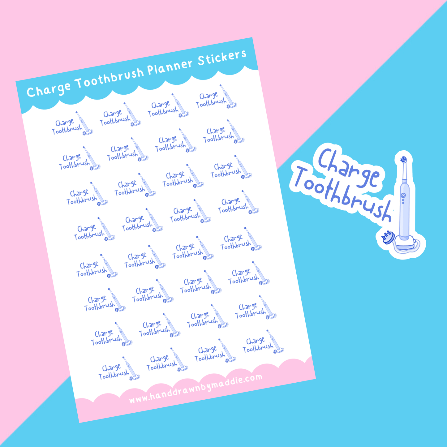 Charge Toothbrush Planner Stickers