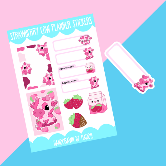 Strawberry Cow Planner Sticker Set