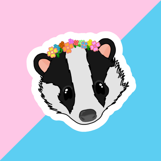 Flower Badger Die Cut Sticker