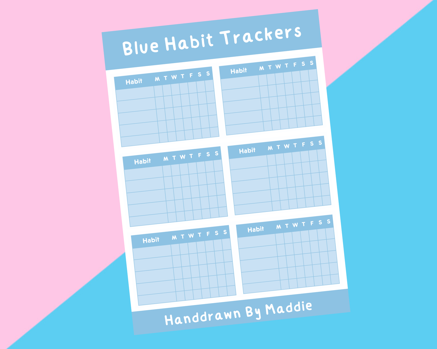 Blue Habit Tracker Sticker Sheet – Handdrawn By Maddie