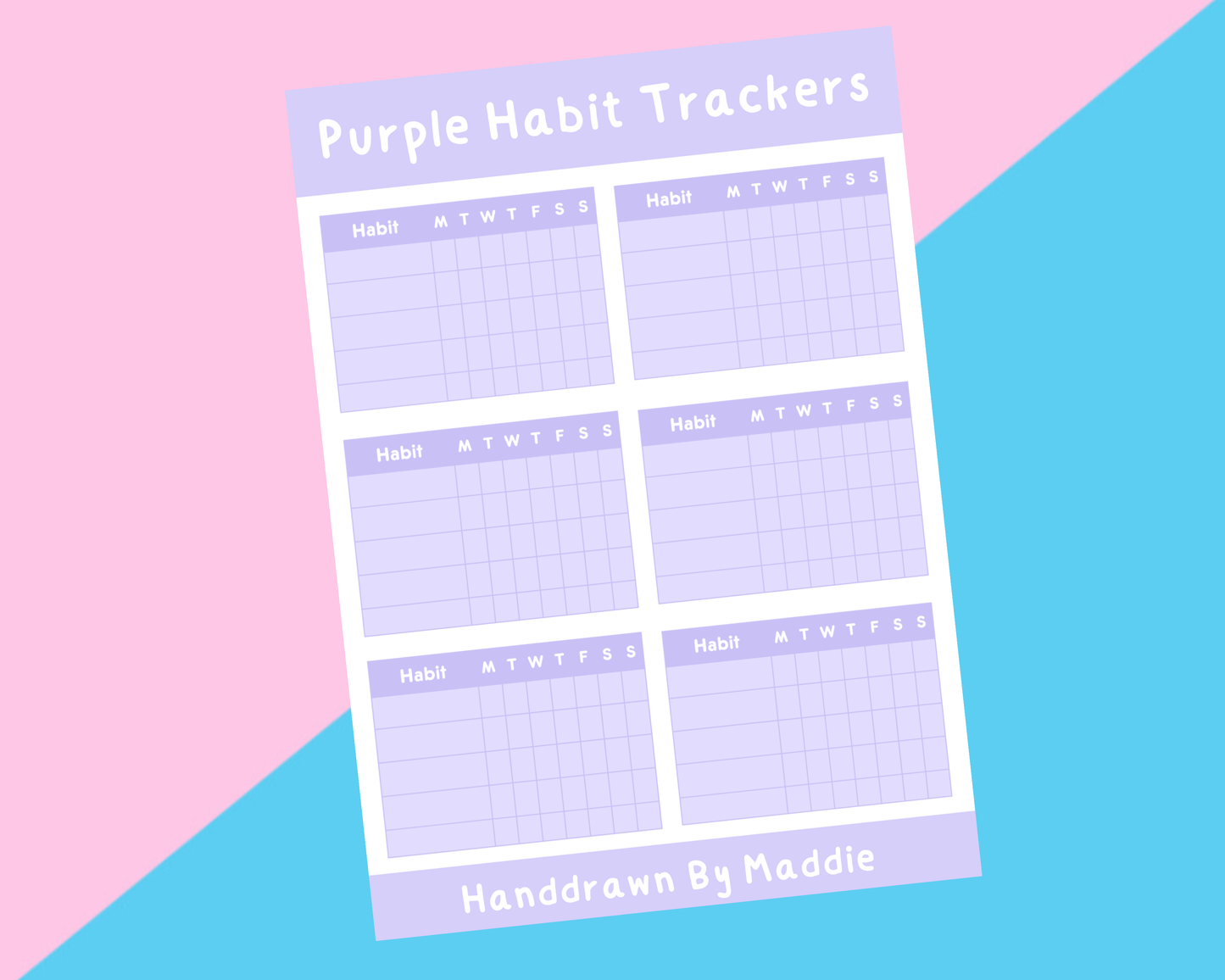 Purple Habit Tracker Sticker Sheet