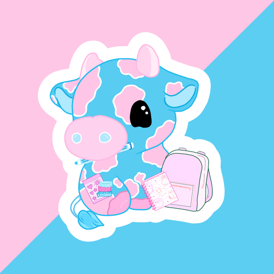 Handdrawn By Maddie Stationery Cow Die Cut Sticker