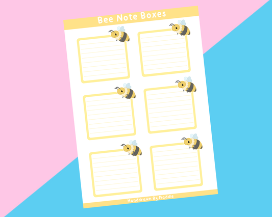 Bee Note Box Sticker Sheet