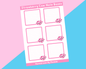 Pink Cow Note Box Sticker Sheet