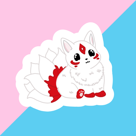 Japanese Mythical Fox Die Cut Sticker
