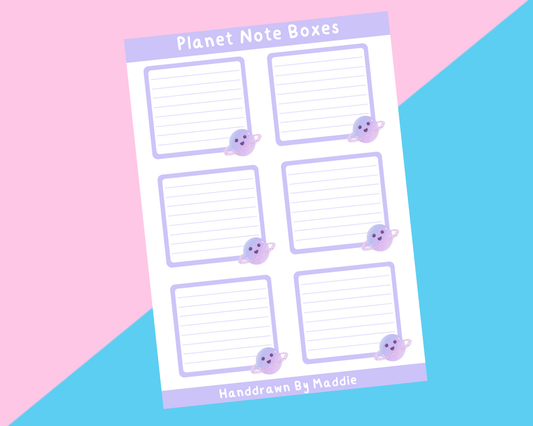 Purple Planet Note Box Sticker Sheet