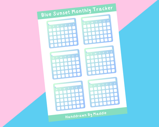 Blue Sunset Monthly Tracker Stickers