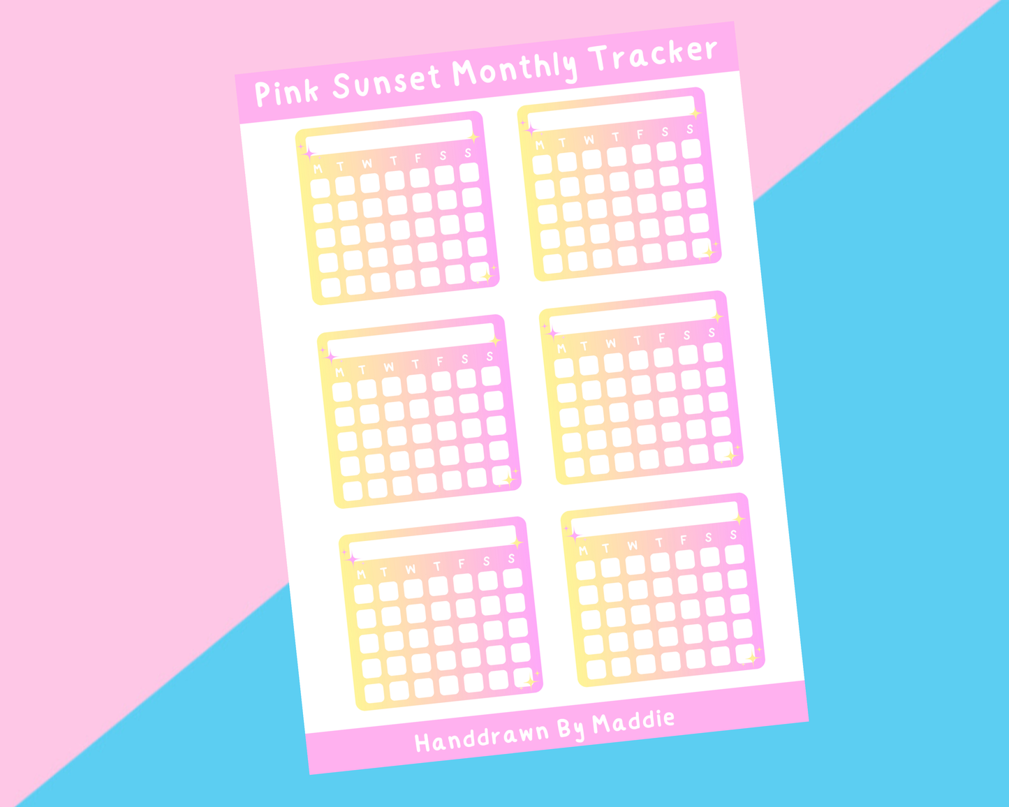 Pink Sunset Monthly Tracker Stickers