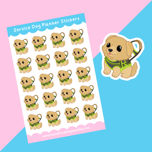 Yellow Service Dog Planner Stickers