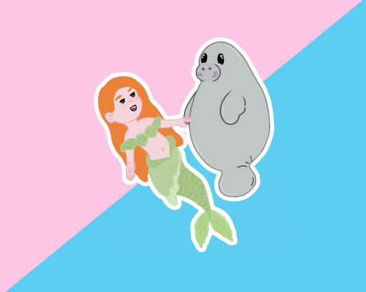 Mermaid With Friend Gloss Vinyl Sticker