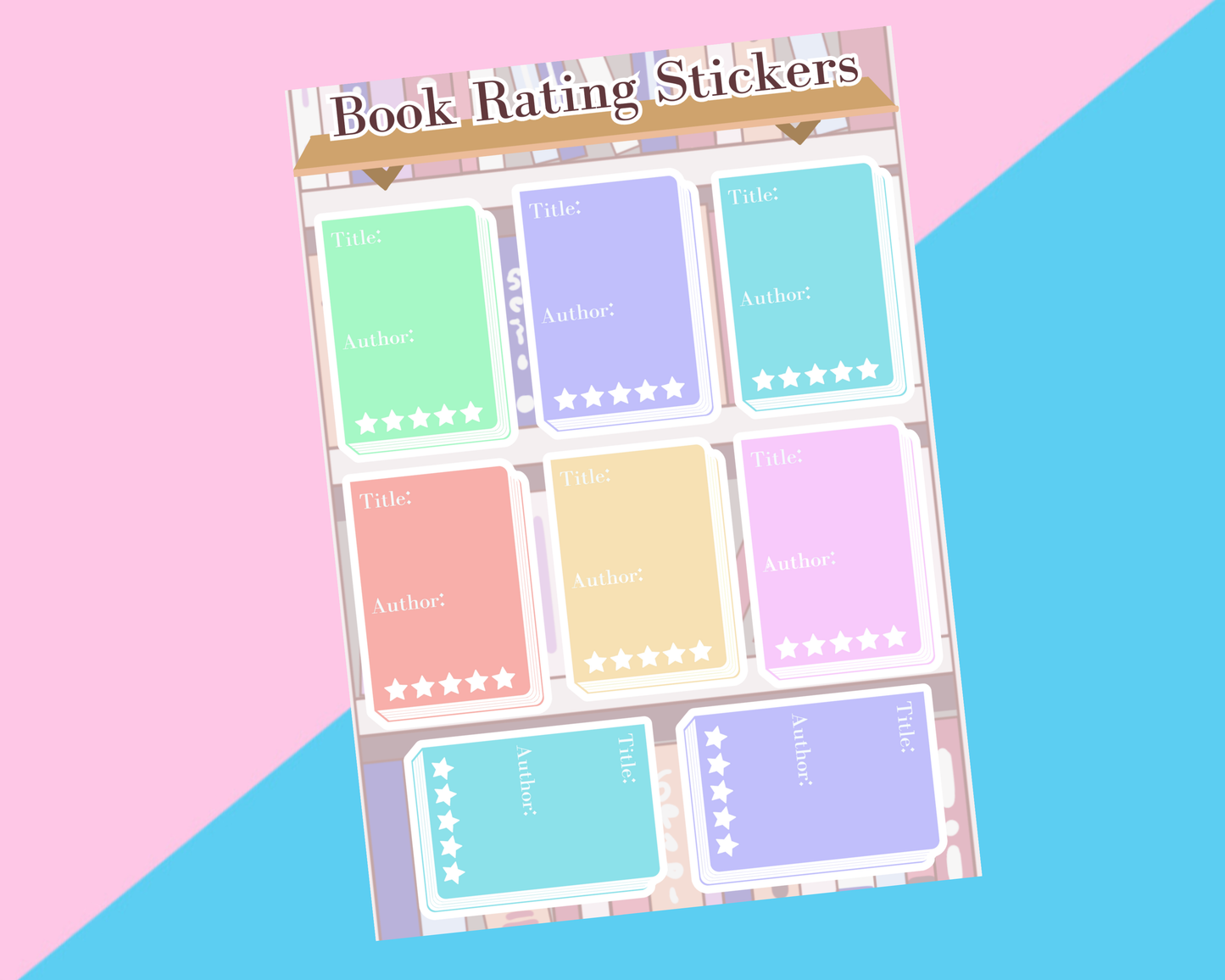 Colourful Book Rating Sticker Sheet