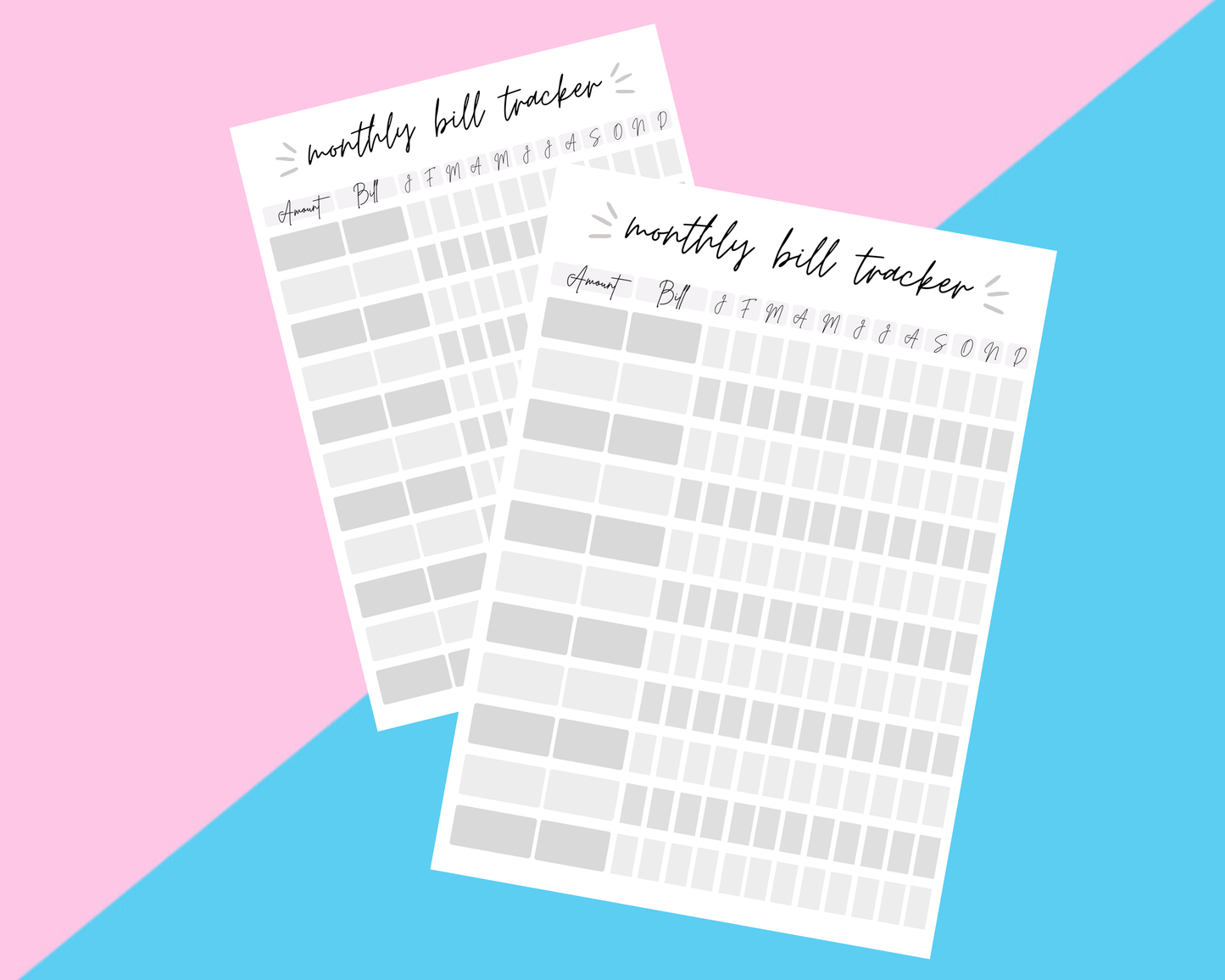 Grey Monthly Bill Tracker Planner Inserts