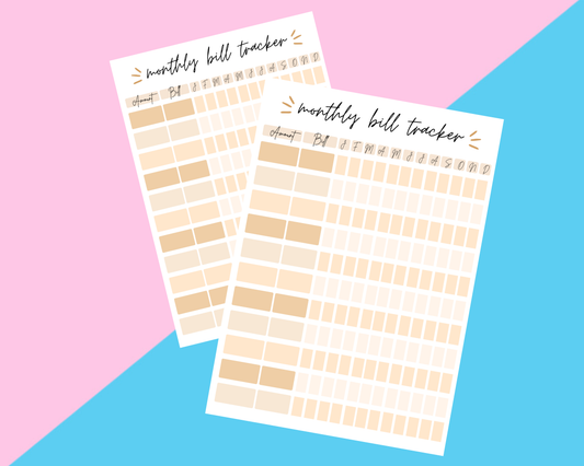 Orange Monthly Bill Tracker Planner Inserts