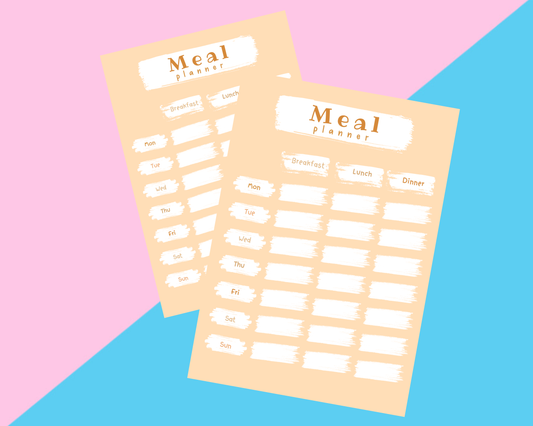 Orange Meal Tracker Planner Inserts