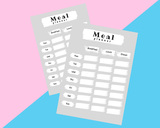 Grey Meal Tracker Planner Inserts