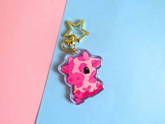 Strawberry Cow Acrylic Keycharm