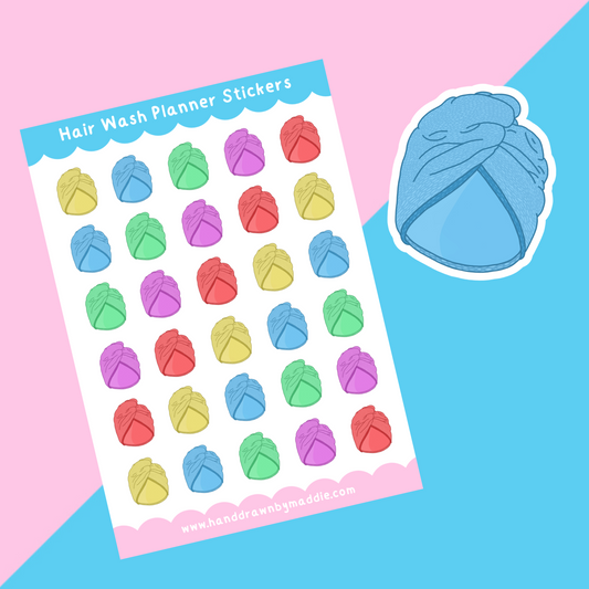 Colourful Hair Wash Planner Stickers